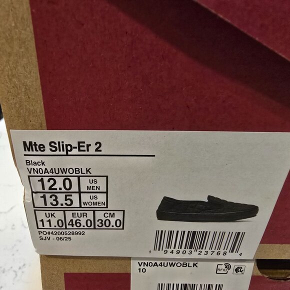 Vans Slip-er 2 MTE MOUNTAIN Slipper MULE BLACK VN0A4UWOBLK MENS 12 SHOES NEW - Picture 9 of 9
